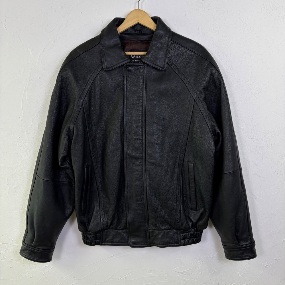 Vintage Wilsons Leather Bomber Jacket Mens LT Black Thinsulate Gorpcore